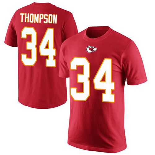 Men Kansas City Chiefs #34 Thompson Darwin Red Rush Pride Name and Number T-Shirt